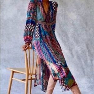Anthropologie x Bhanuni Jyoti Multicolor Patterned Maxi Dress Size 8
